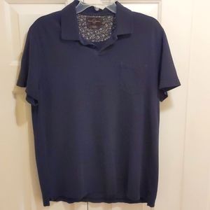 Navy Men's Black Brown Size Large Polo